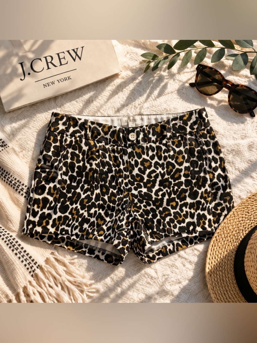 J.Crew Leopard Print Shorts Size 6 Brown Black Animal Print Summer Chic